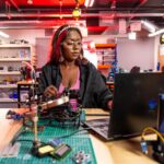 woman, engineer, tech, electronics, weld, wires, technology, lab, robotics, robotics, robotics, robotics, robotics, robotics